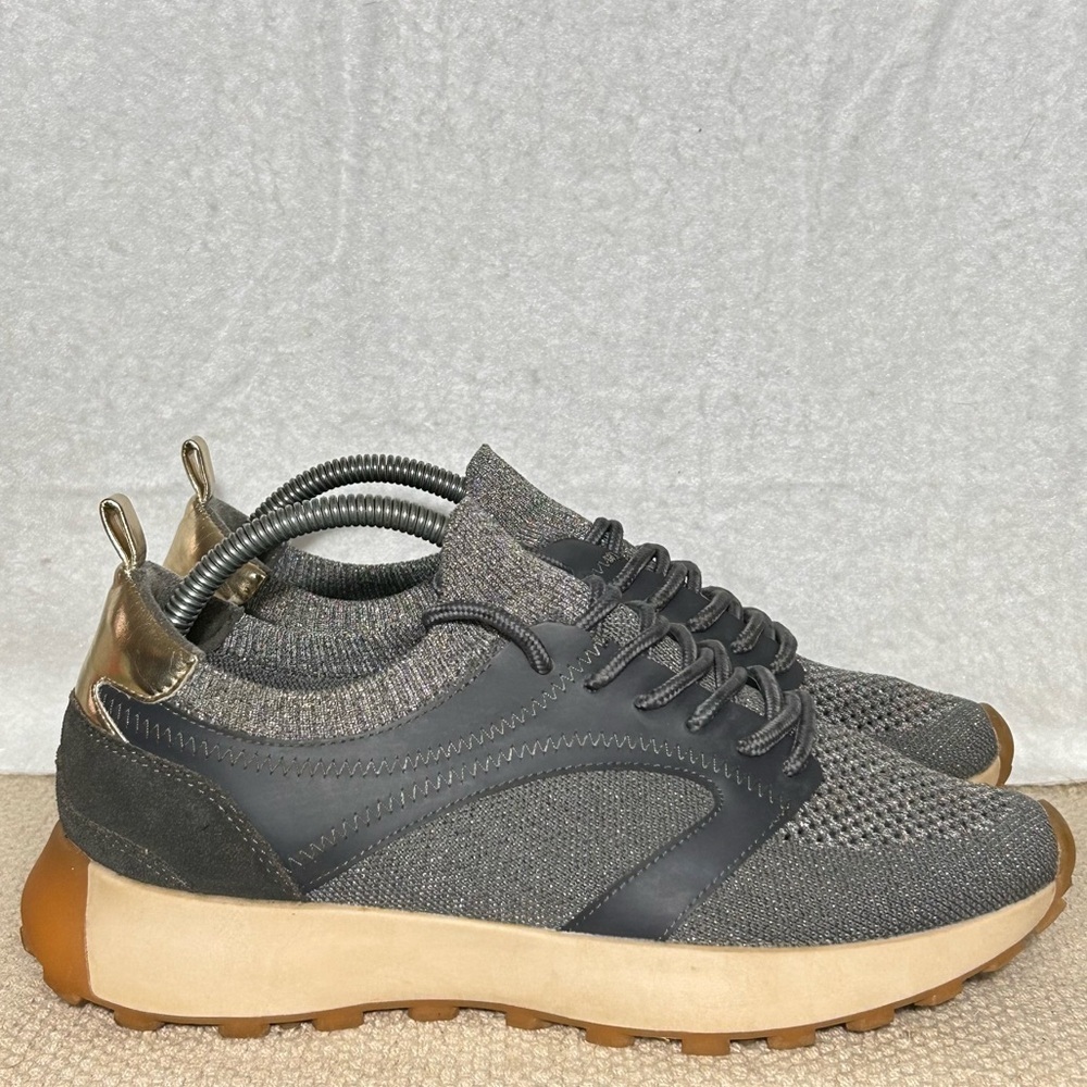 Steve Madden Womens Grey Wealthy Knit Casual Fashion Sneakers Shoes SZ 9M - Picture 1 of 11